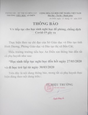 Trường Tiểu học An Điền xin Thông báo