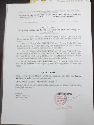 Công khai tài chính đầu năm 2020