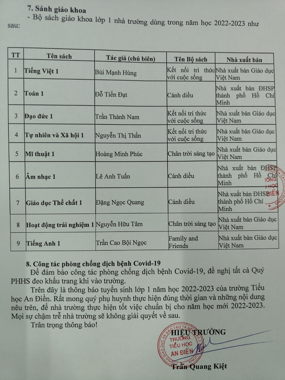 dung sach lop 1